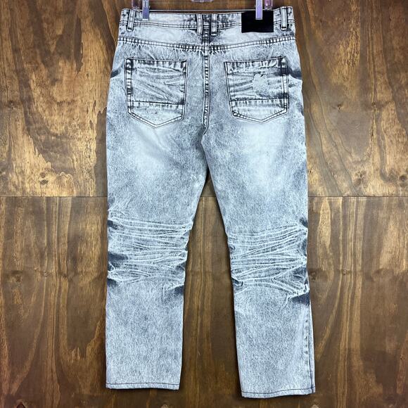 Switch Remarkable Mens Jeans Gray Slim Straight Distressed Y2K 34x34 (33x27) - Picture 8 of 10